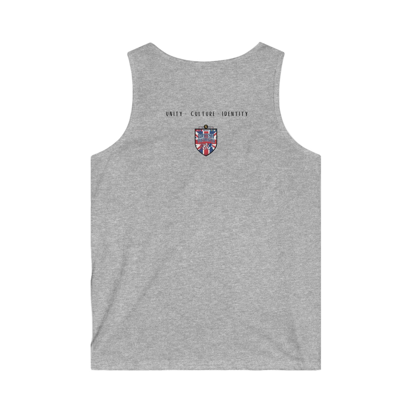 Men's Tank Top — 'Unity • Culture • Identity' Small Union Jack Crest