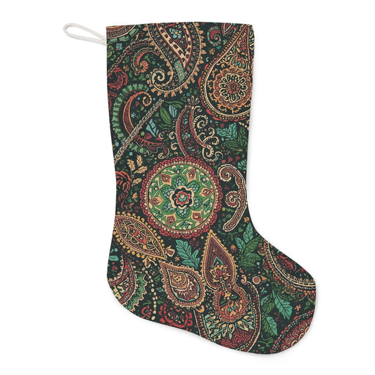 Paisley Holiday Stocking — Vintage Green Decor