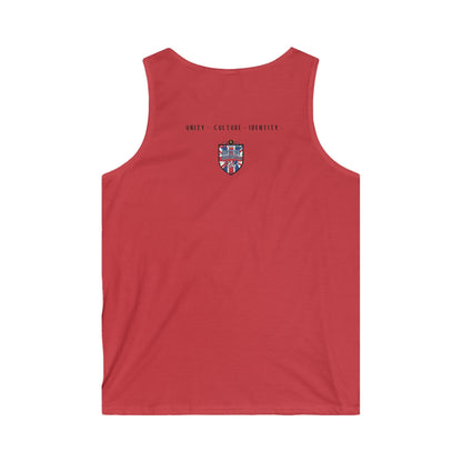 Men's Tank Top — 'Unity • Culture • Identity' Small Union Jack Crest