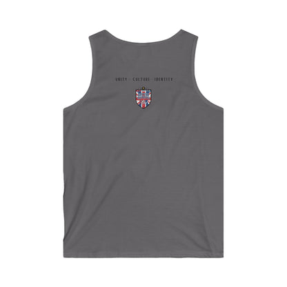 Men's Tank Top — 'Unity • Culture • Identity' Small Union Jack Crest